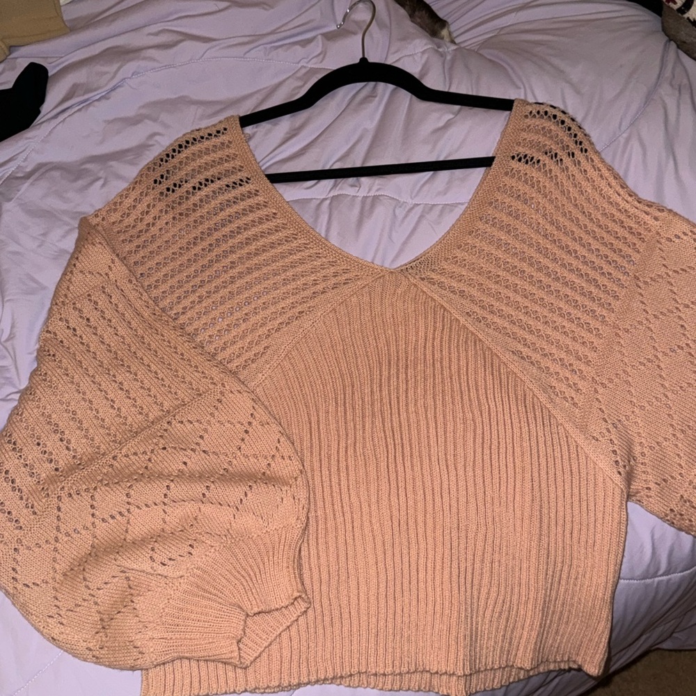 Cozy Beige/Pink Knit Sweater
